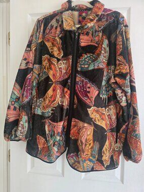 Johnny Was Soft Cozy Butterfly Jacket Sherpa 2X Like New